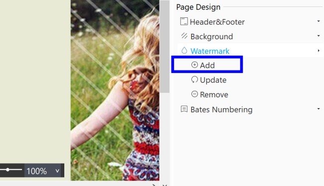 Add Button under Watermark
