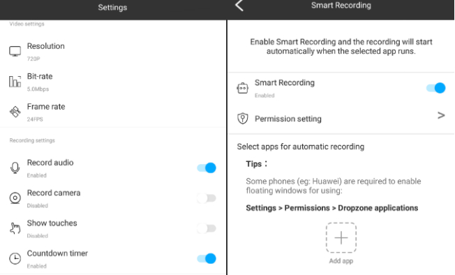 apowerrec's settings interface